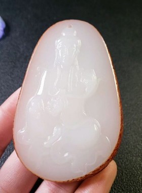 观音把件羊脂级如意新疆和田玉