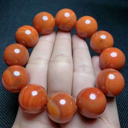 转运收藏天然老坑南红玛瑙手链无杂裂品相好男款战国红玛瑙玉手串