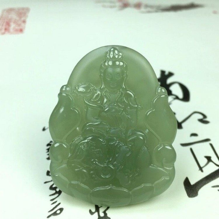 天然和田玉普贤菩萨吊坠男女款玉石生肖龙蛇属相守护神本命佛玉佩