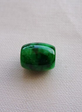 满绿翡翠路路通吊坠花青桶珠挂件玉器辣绿色辣绿鼓形转运珠玉挂佩