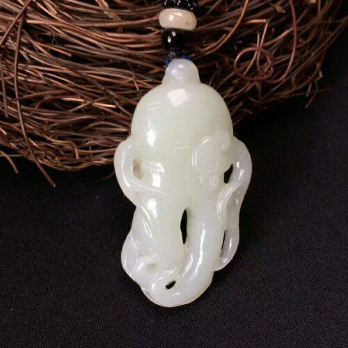 天然新疆和田玉人生如意吊坠白玉吉祥如意富贵挂件男女款玉坠包邮