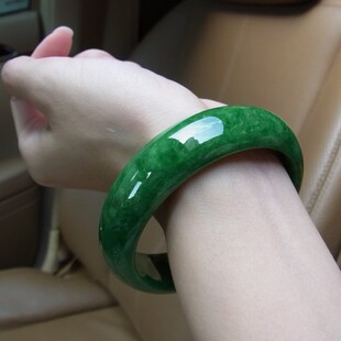 祖母绿满色翡翠玉手镯天然玉石干青铁龙生翡翠手镯专柜正品玉器镯
