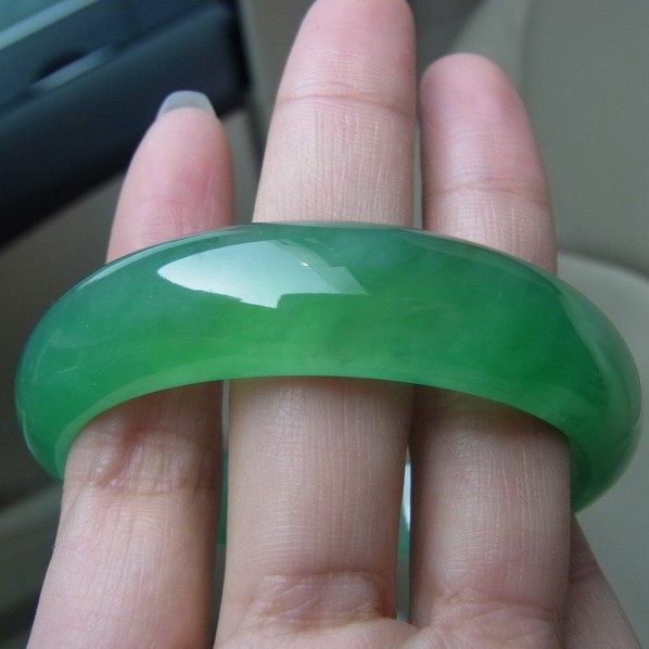 正品缅甸天然A货玉石翡翠玉镯冰种阳绿满色飘花玉手镯女玉器手镯