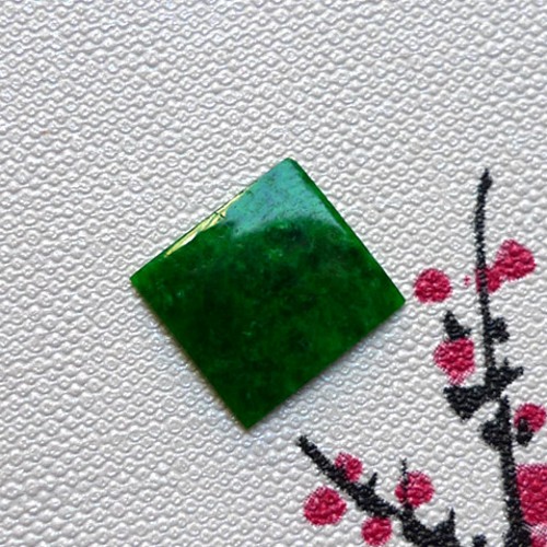 缅甸翡翠满绿戒面玉石翡翠方形戒面蛋面裸石戒指未镶嵌件马鞍形