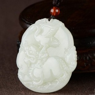 保真新疆和田玉貔貅吊坠精雕白玉籽料独占鳌头挂件男女款支持复检