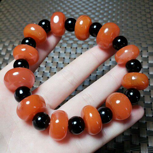 天然南红玛瑙手链佛珠手串柿子红满肉原石正品男女款单圈手链包邮