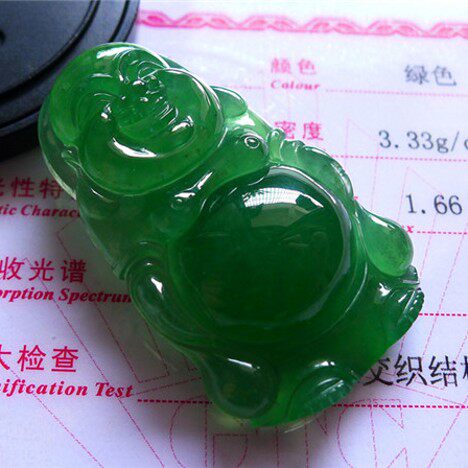 缅甸翡翠大肚佛公吊坠女款满绿冰种翡翠玉佛挂件男女款毛衣链挂坠