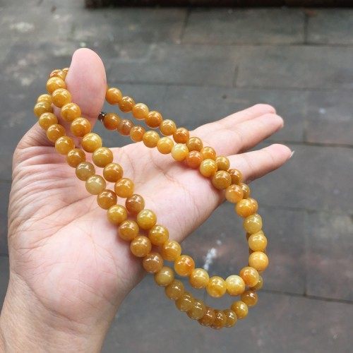 冰糯种黄翡翡翠玉项链女款