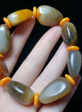 男款黄沁转运珠新疆和田玉籽料