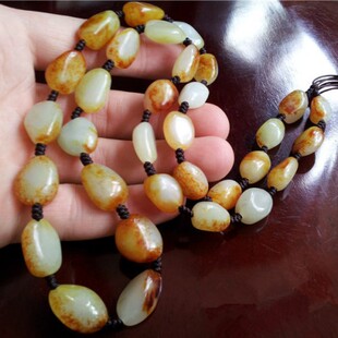 天然新疆和田玉挂绳白玉籽料红皮原石项链男女款吊坠挂绳正品包邮