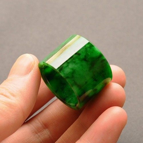 天然缅甸正品翡翠扳指男女款宽版阳绿色翡翠戒指满绿色翡翠玉戒指