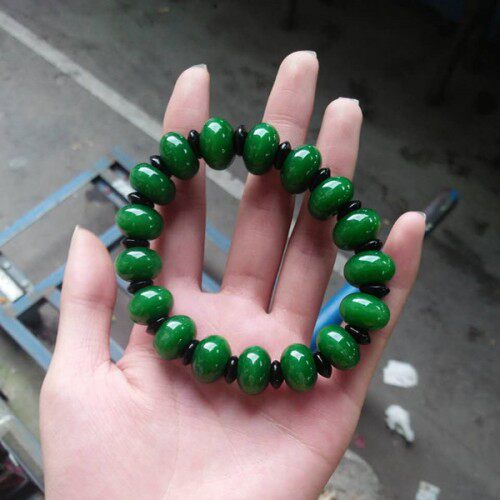天然正品干青翡翠算盘珠手链满绿干青铁龙生翡翠手链男女款玉手串