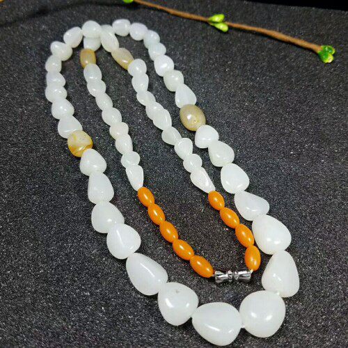 天然新疆和田玉项链挂绳带黄皮籽料原石挂链玉坠玉佩吊坠挂绳男款