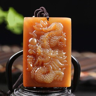 云南龙陵黄龙玉生肖龙牌吊坠老坑天然黄龙玉龙行天下挂件男款玉牌