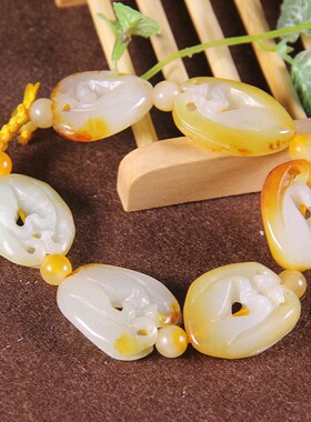 镂空福寿男女款新疆和田玉送证书