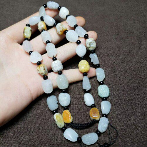 新疆和田玉十八罗汉头项链手工雕刻霸气原石籽料挂绳挂链男款包邮