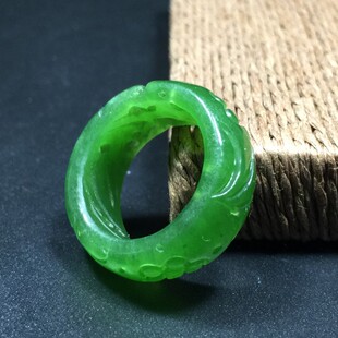 保真新疆和田玉戒指正品菠菜绿碧玉戒指男士女款玉指环玉扳指包邮