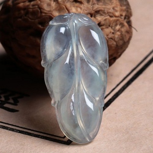 天然翡翠树叶吊坠a货冰种翡翠飘花金枝玉叶挂件男女款正品项链坠