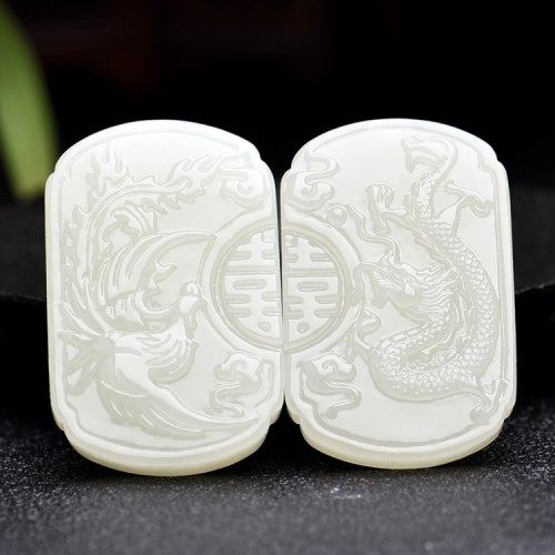 天然龙凤对精雕礼物新疆和田玉