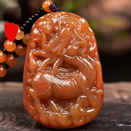 天然鸡油黄招财纳福挂件玉牌子