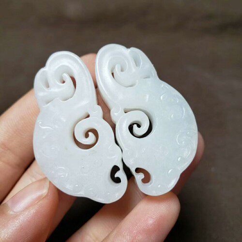 新疆和田玉龙凤对吊坠白玉仿古龙凤配情侣玉挂件男女款玉佩送证书