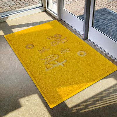 欢迎光临地垫金黄色出入平安丝圈入户门垫店铺门口进门防滑脚地毯