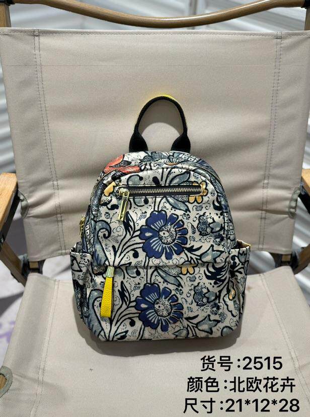 福亿双肩背包小号女新款时尚品牌布包包印花民族风休闲百搭多隔层