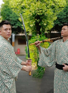 黑色日本日式传统和服浴衣男士武士拍照摄影剧本服装写真长袍套装