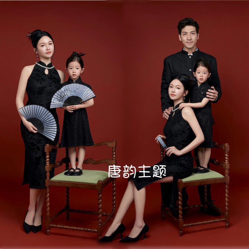 全家福摄影服装一家三口复古旗袍