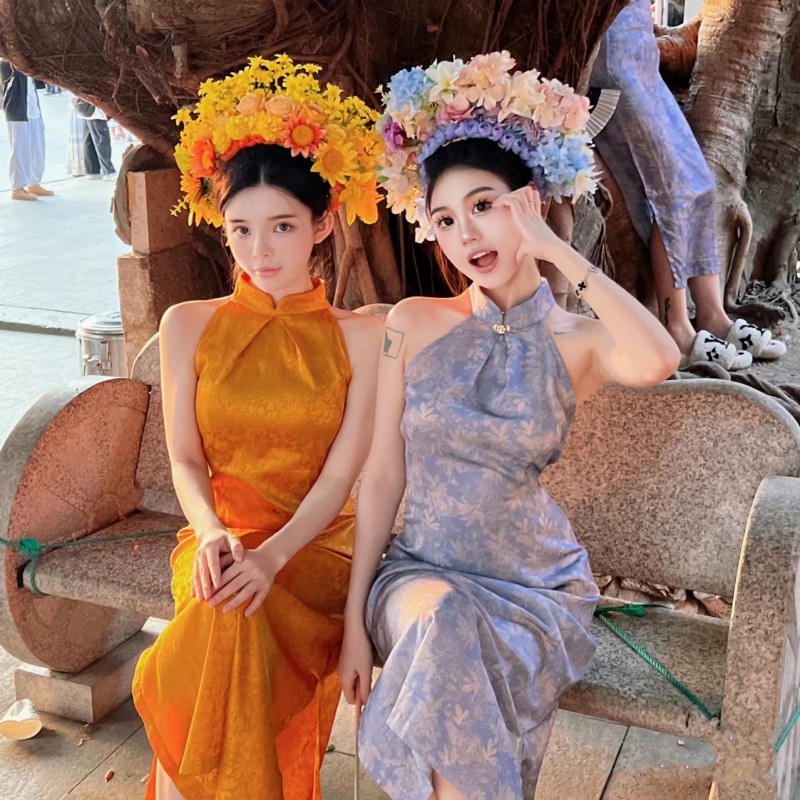 浔埔女簪花闺蜜复古旗袍摄影服装