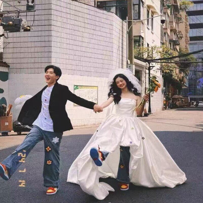 影楼拍照旅拍服装婚纱长拖尾礼服