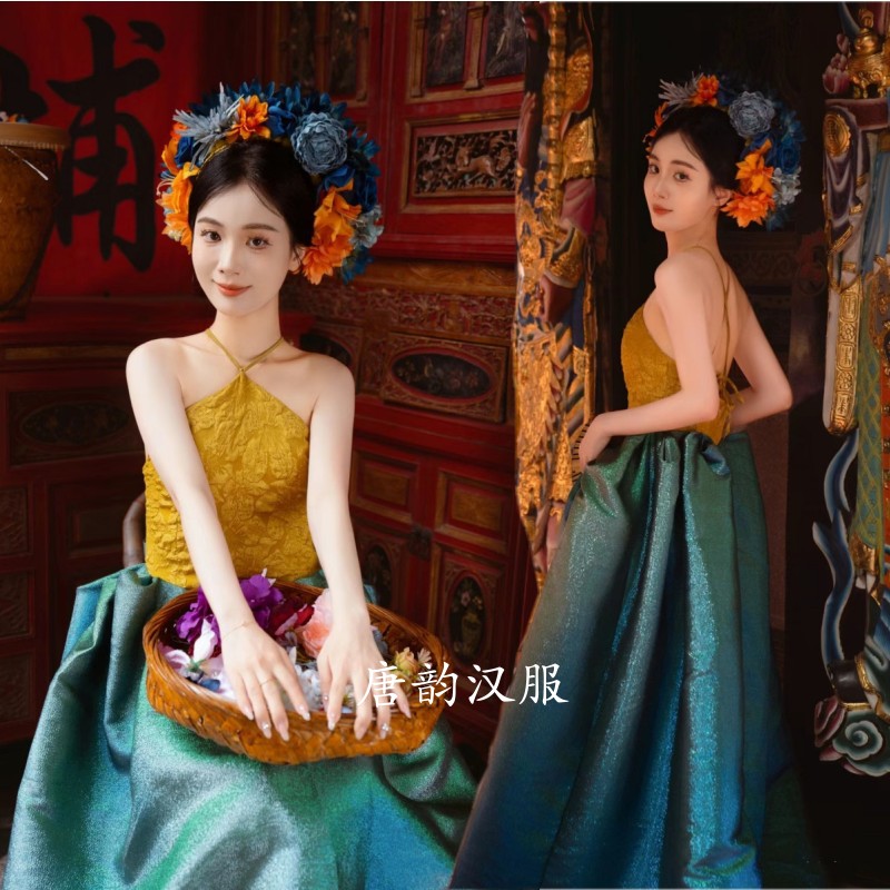 泉州簪花中式民族晚礼服气质长款