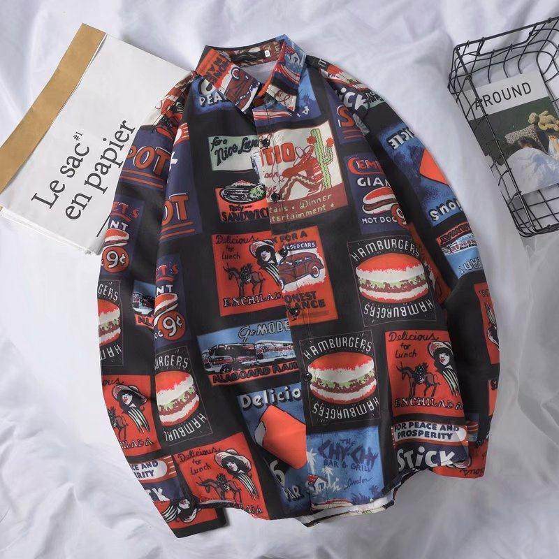 bf韩国复古港风小众印花报纸外套