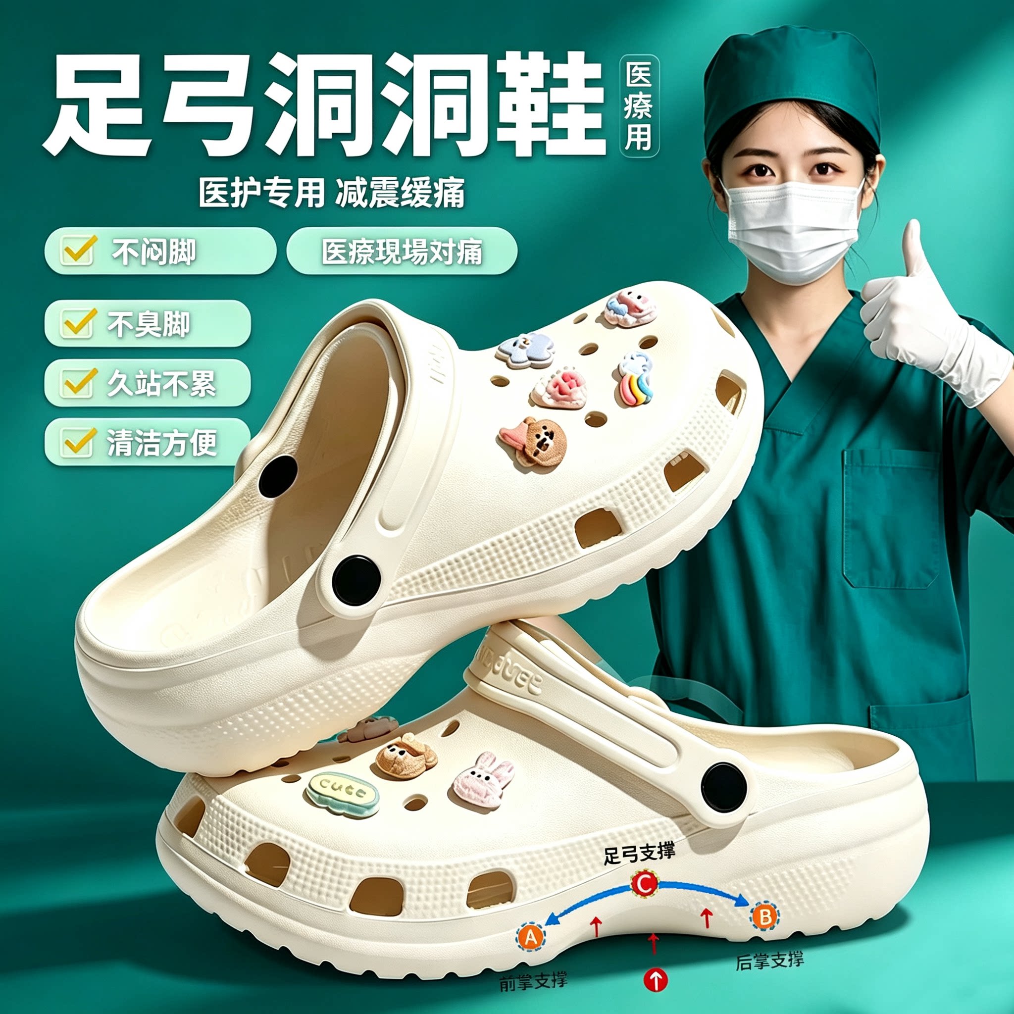 EVA洞洞鞋防滑厚底踩屎感夏季