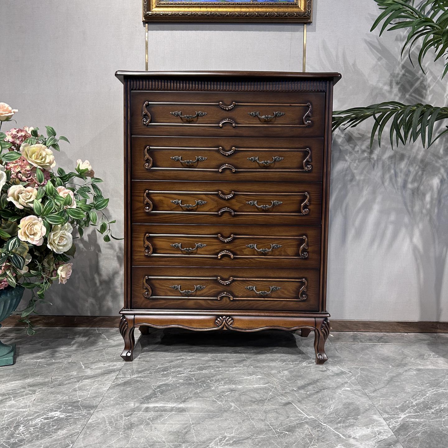 美式乡村五斗柜子欧式实木抽屉卧室35斗橱收纳储物复古典家具艺术