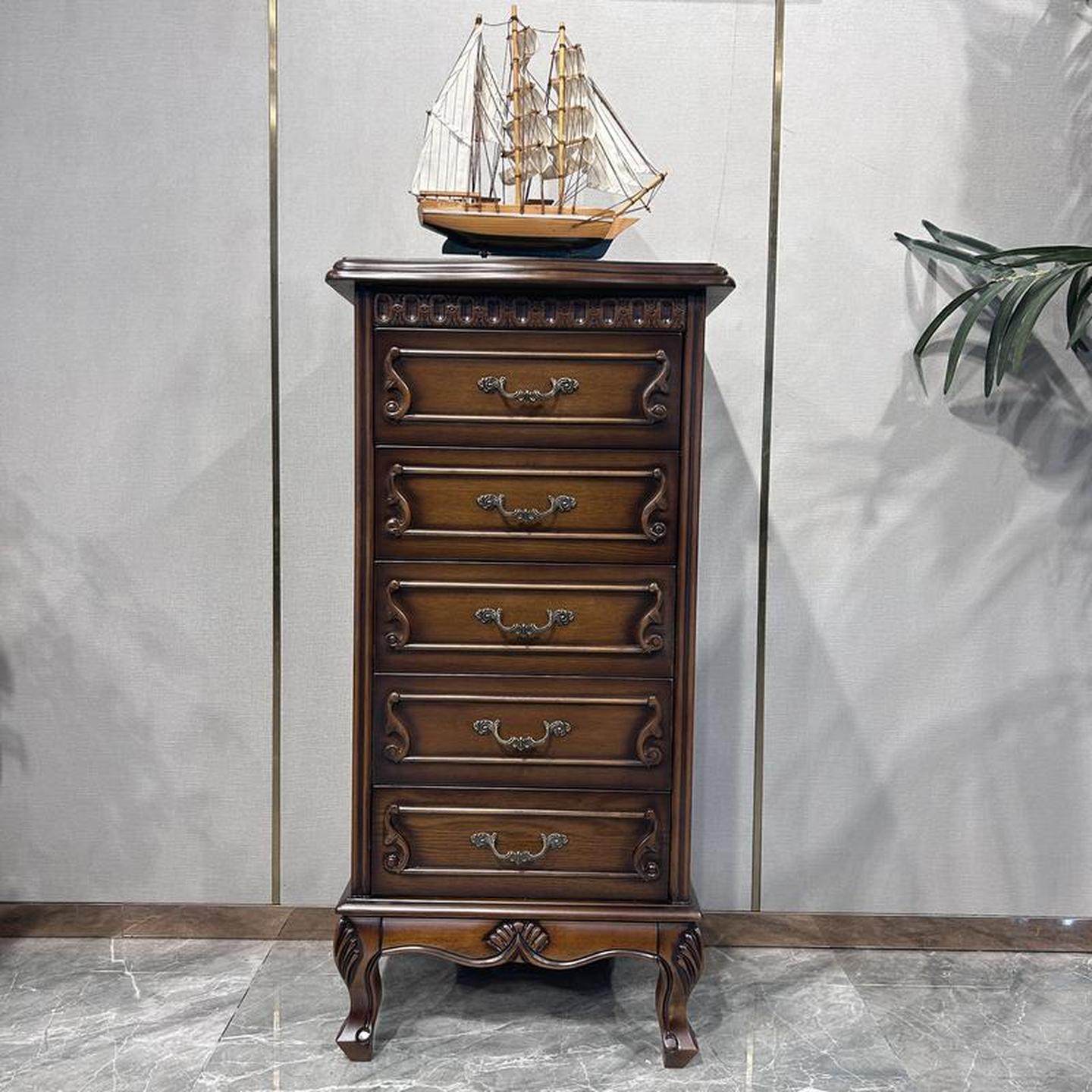 美式五斗柜欧式主卧室床头实木储物柜法式客厅复古玄关小斗柜边柜