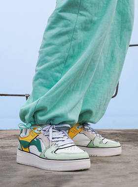 李宁LINING天迹休闲低帮板鞋 黄色绿色二次元定制男女款小白鞋DIY