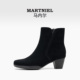 马丁靴 真皮靴子粗跟黑色百搭侧拉链短靴女时尚 马内尔2025冬季 新款