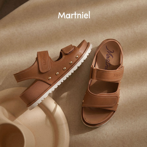 MARTNIEL夏季女铆钉双带扣凉鞋