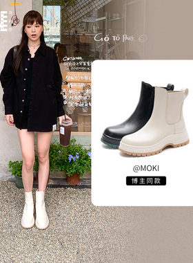 马内尔2025增高厚底真皮马丁靴切尔西短靴女英伦风短筒靴烟筒靴