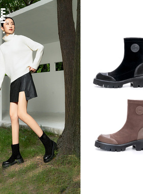 袜靴女秋冬马内尔2024新款厚底显瘦弹力靴早秋黑色瘦瘦靴G49241