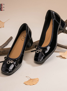 马内尔25秋季新品夹心软糖黑色高跟鞋绝美不累脚小单鞋女G251131