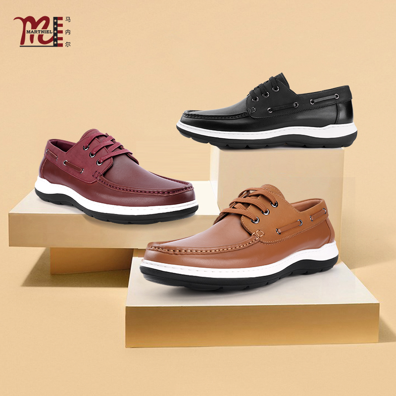 马内尔低跟休闲皮鞋黑色厚底