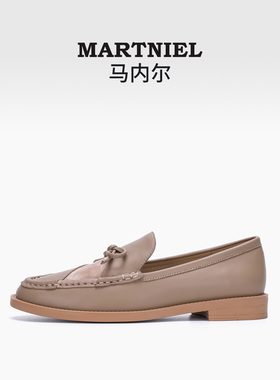 马内尔乐福鞋女2024早春新品英伦蝴蝶结一脚蹬低跟小皮鞋G46071