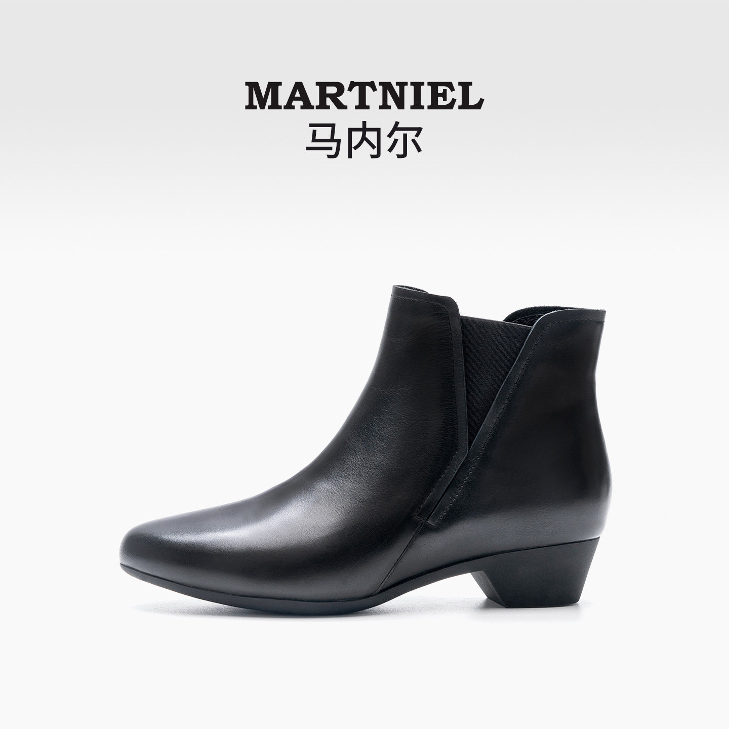 马内尔2025新款短筒时装靴靴粗跟真皮女靴低跟通勤加绒妈妈鞋短靴,女鞋,时装靴,淘宝优惠券,粉丝福利购,淘宝优惠卷