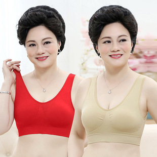 专为中老年人妈妈内衣女士文胸无钢圈运动大码 胸罩 聚拢纯棉背心式