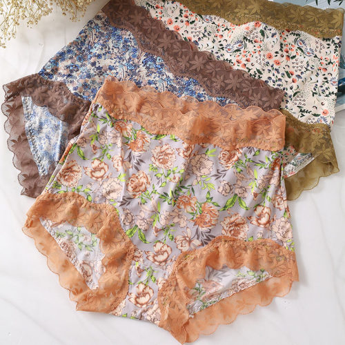 高颜值素雅仙气高腰碎花大码内裤