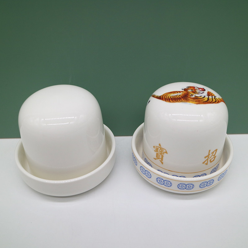 陶瓷筛盅 骰子专用加厚 手摇骰盅色盅 金钱老虎葫芦鸡押宝盅图片