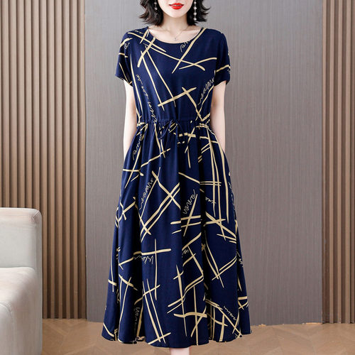 高端棉绸连衣裙大摆长裙子