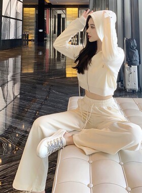 时尚运动套装女港风连帽卫衣